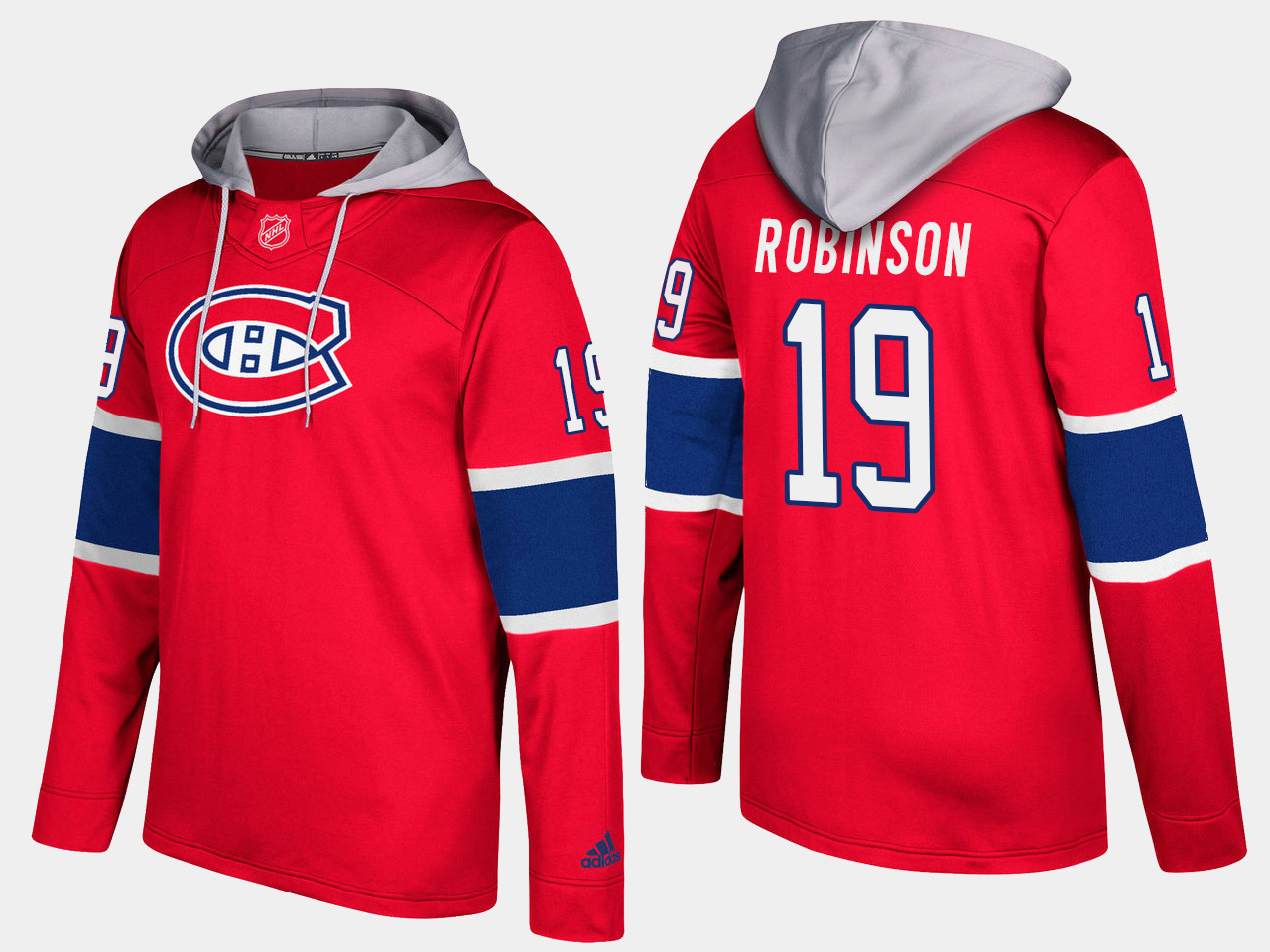 Men NHL Montreal canadiens retired #19 larry robinson red hoodie-0